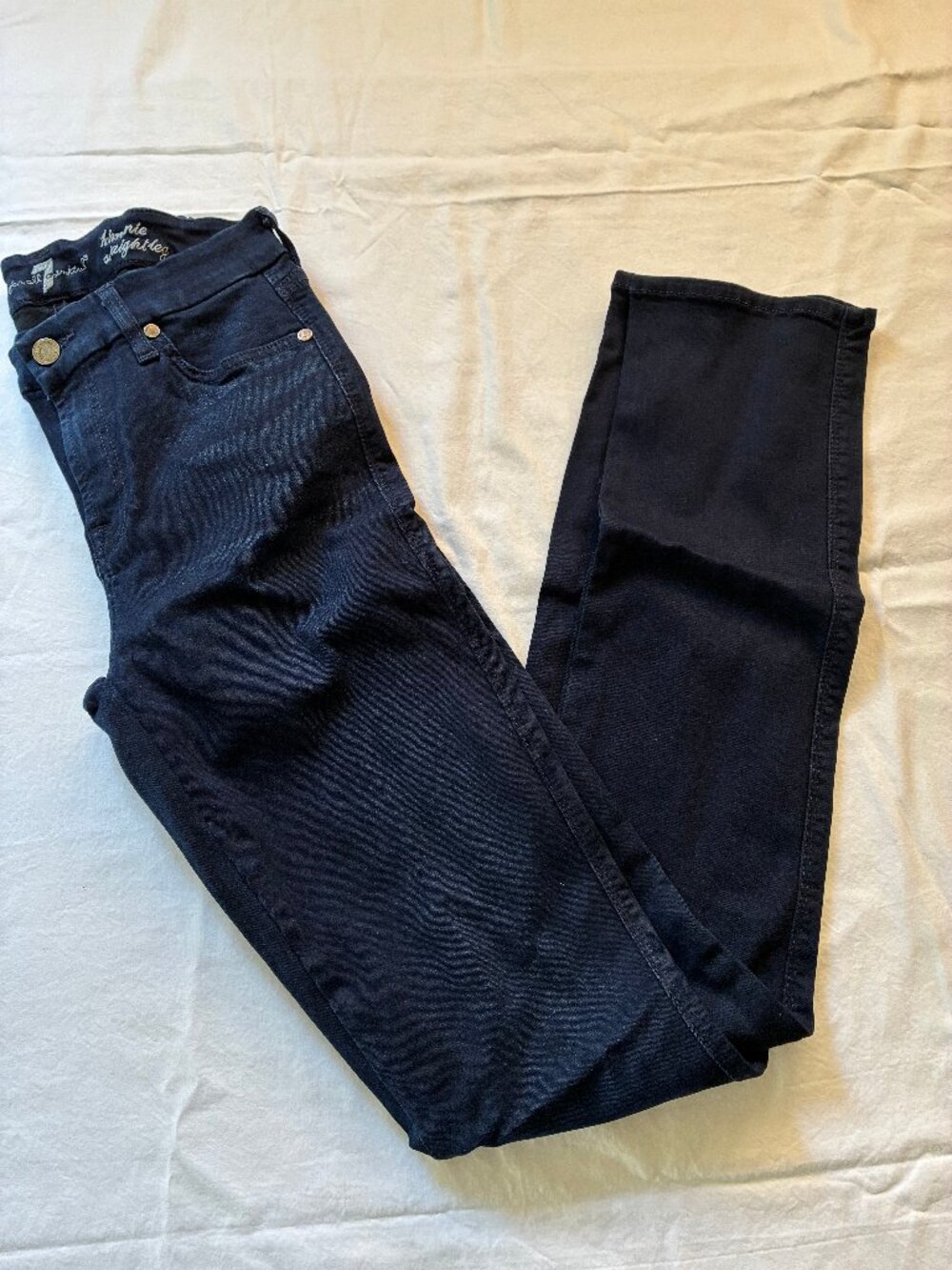 7 For All Mankind Kimmie Straight Leg Jeans Size 27 Dark Indigo Stretch Denim